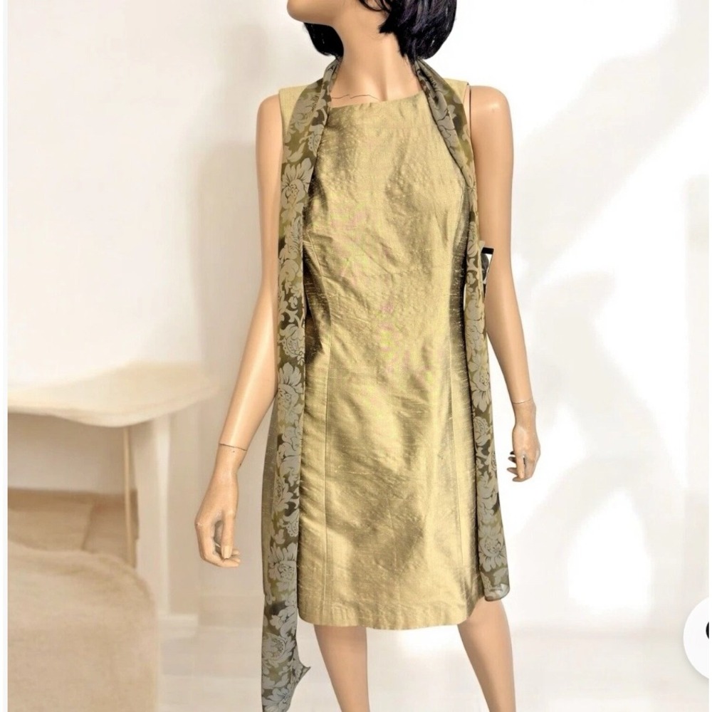 Vintage Donna Ricco Silk Sheath Dress 4 Bronze Career Event Mob Wife Luxury Y2k‎